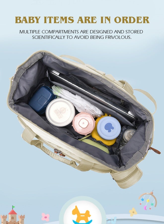 Soft Touch Large Baby Diaper Bag, Waterproof Diaper Bag Tote with Pacifier Case, Diaper Bag Backpack,Mommy Bags, Nappy Bag, Travel Diaper Tote with Changing Pad (Beige) - Image 5